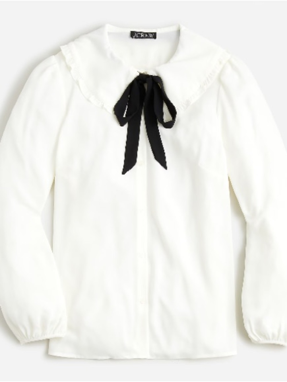 J.Crew Cream Blouse with Black Label